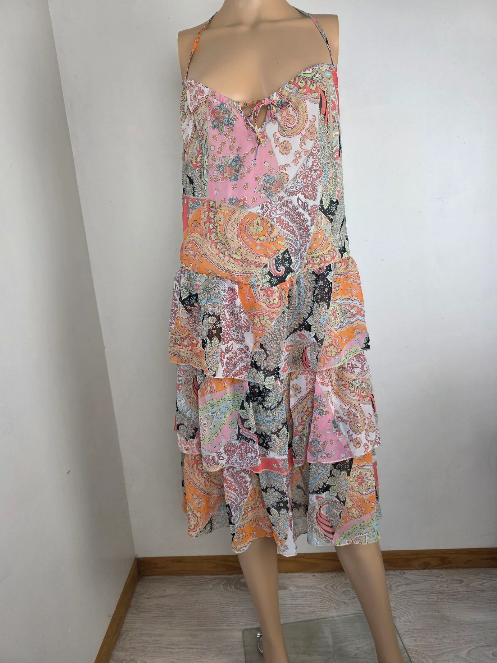 Robe dos nu volants superposés paisley bohème féerique vintage Y2K taille unique jusqu'au 42 – photo 12